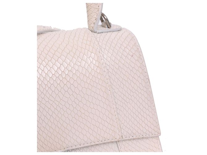 BALENCIAGA - Sac à épaule Hourglass Small en cuir blanc embossé python - vue 7