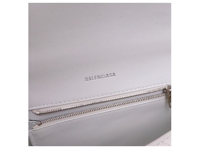 BALENCIAGA - Sac à épaule Hourglass Small en cuir blanc embossé python - vue 8