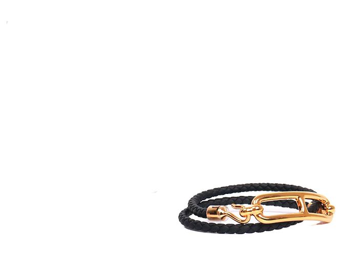 HERMÈS - Bracciale Roulis a doppio giro in pelle intrecciata nera (T1) - vista 2