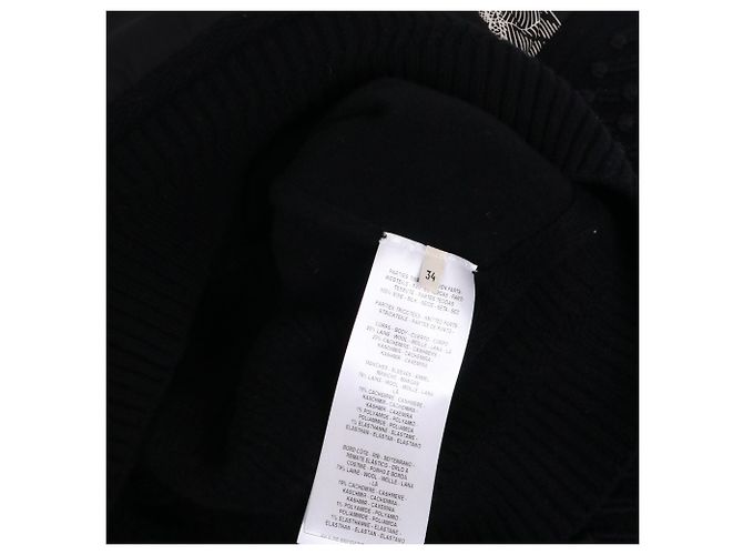 HERMÈS - Hermès Twillaine Pullover aus schwarzer Seide und Wolle (Größe 34) - Ansicht 7