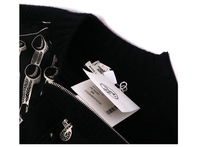 HERMÈS - Hermès Twillaine Pullover aus schwarzer Seide und Wolle (Größe 34) - Ansicht 8