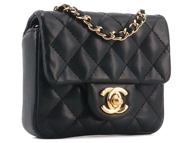 CHANEL - Chanel Classic/Timeless micro shoulder bag in black smooth leather - view 2