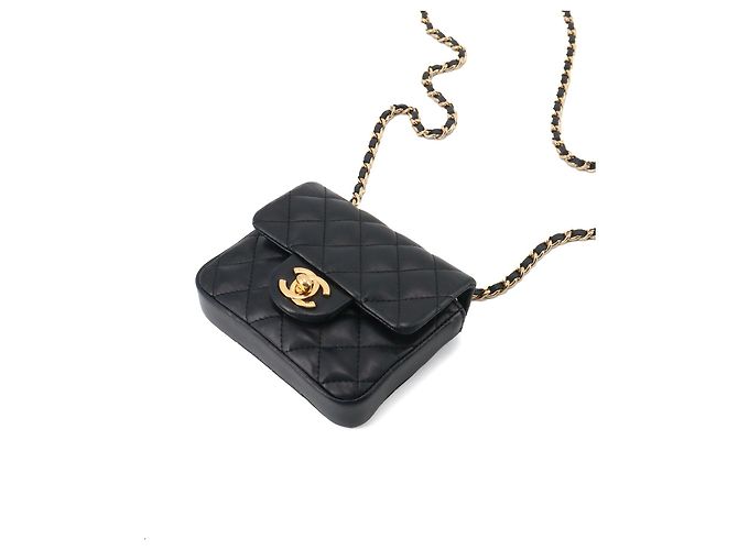 CHANEL - Chanel Classic/Timeless micro shoulder bag in black smooth leather - view 5
