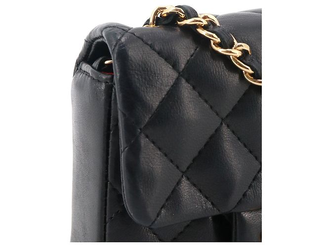 CHANEL - Chanel Classic/Timeless micro shoulder bag in black smooth leather - view 7