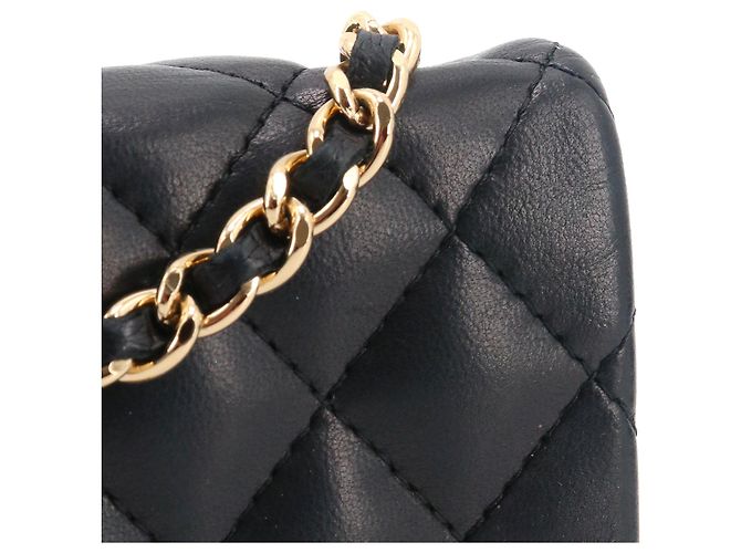 CHANEL - Chanel Classic/Timeless micro shoulder bag in black smooth leather - view 8