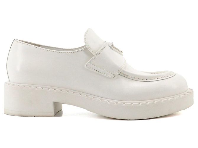 PRADA - Mocassini Prada in pelle bianca spazzolata (T36.5) Bianco - vista 2