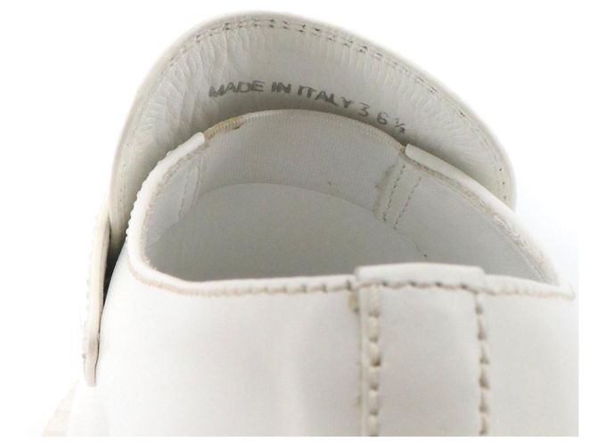 PRADA - Mocassini Prada in pelle bianca spazzolata (T36.5) Bianco - vista 5