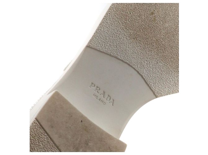 PRADA - Mocassini Prada in pelle bianca spazzolata (T36.5) Bianco - vista 6
