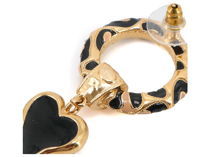 CHANEL - Orecchini a forma di cuore Chanel in metallo dorato D'oro - vista 4