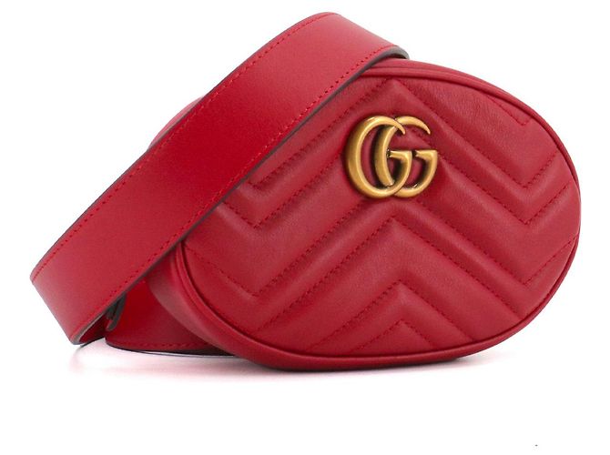 GUCCI - Marsupio Gucci GG Marmont in pelle rossa a zigzag - vista 2