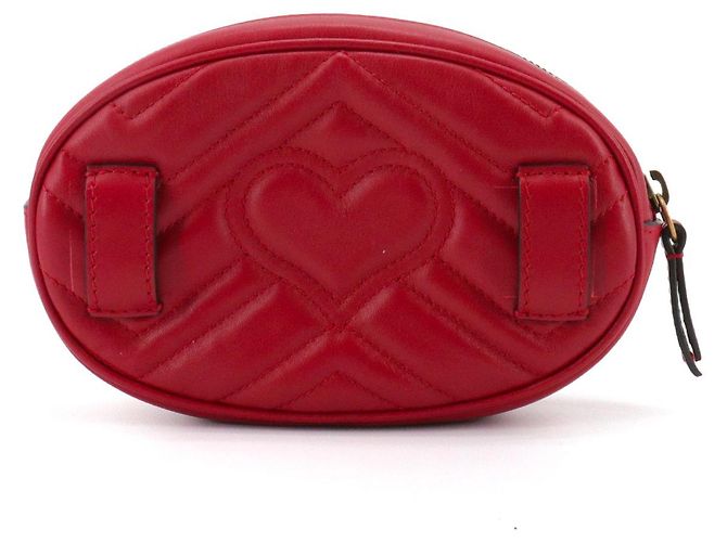 GUCCI - Marsupio Gucci GG Marmont in pelle rossa a zigzag - vista 3