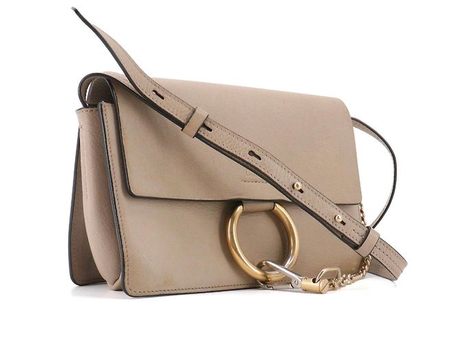 CHLOÉ - Borsa a spalla Chloé Faye PM in pelle grigia taupe Grigio - vista 2