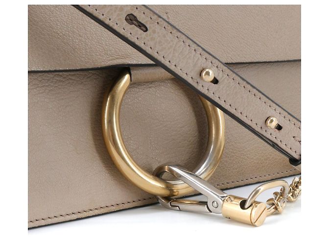 CHLOÉ - Borsa a spalla Chloé Faye PM in pelle grigia taupe Grigio - vista 6