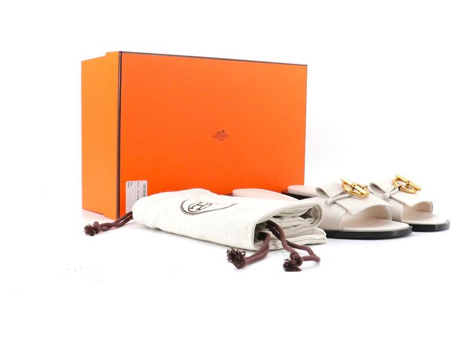 HERMÈS - Sandali Isle Hermès in pelle bianca (T38) Bianco - vista 6