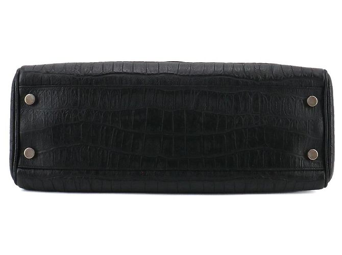 SAINT LAURENT - Borsa Saint Laurent Trois Clous in pelle nera con stampa coccodrillo Nero - vista 4