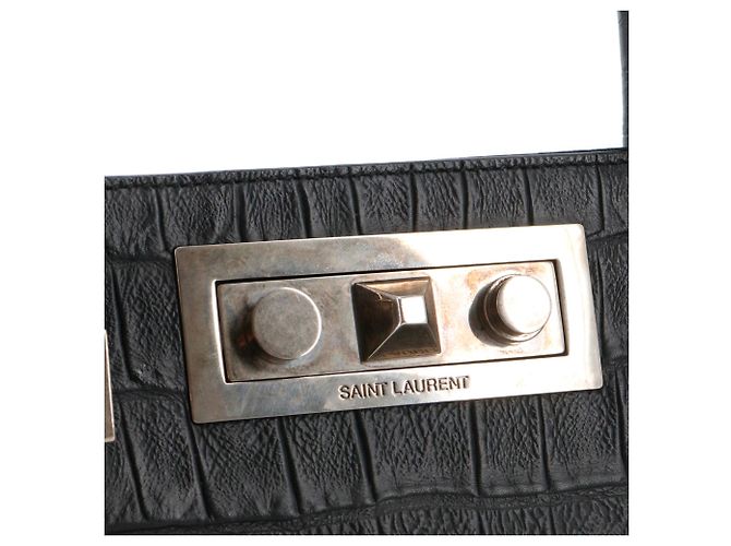 SAINT LAURENT - Borsa Saint Laurent Trois Clous in pelle nera con stampa coccodrillo Nero - vista 5