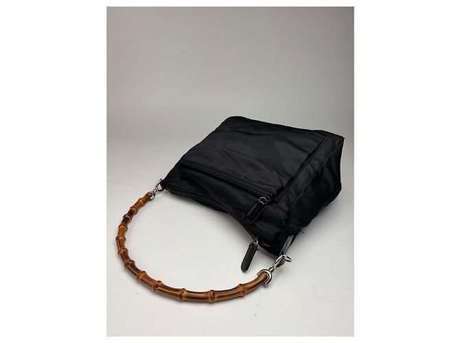 Vintage Gucci Canvas Bamboo Tasche schwarz - Ansicht 10
