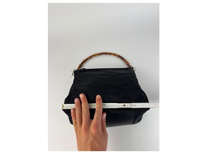 Vintage Gucci Canvas Bamboo Tasche schwarz - Ansicht 12