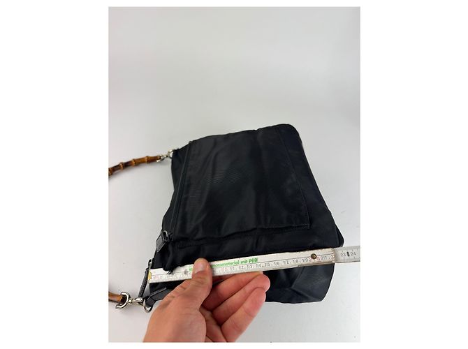 Vintage Gucci Canvas Bamboo Tasche schwarz - Ansicht 13