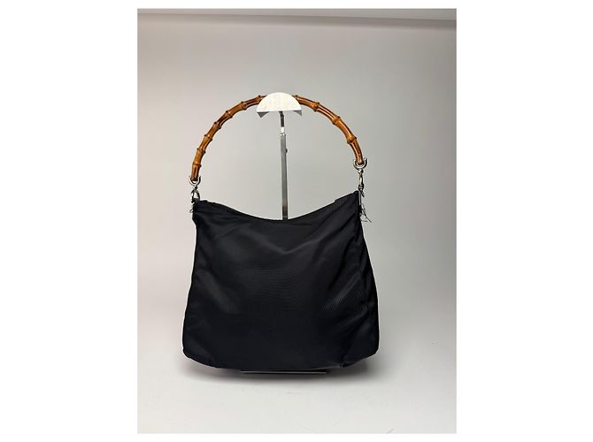 Vintage Gucci Canvas Bamboo Tasche schwarz - Ansicht 15