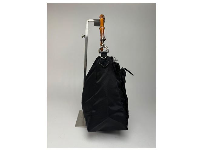 Vintage Gucci Canvas Bamboo Tasche schwarz - Ansicht 2
