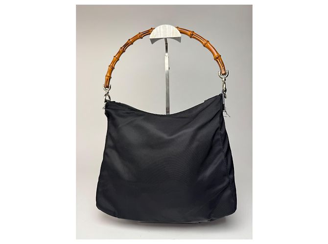 Vintage Gucci Canvas Bamboo Tasche schwarz - Ansicht 5