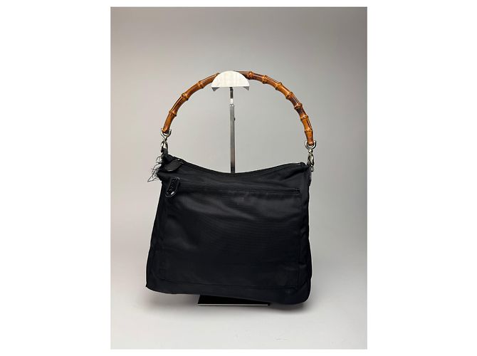 Vintage Gucci Canvas Bamboo Tasche schwarz - Ansicht 7