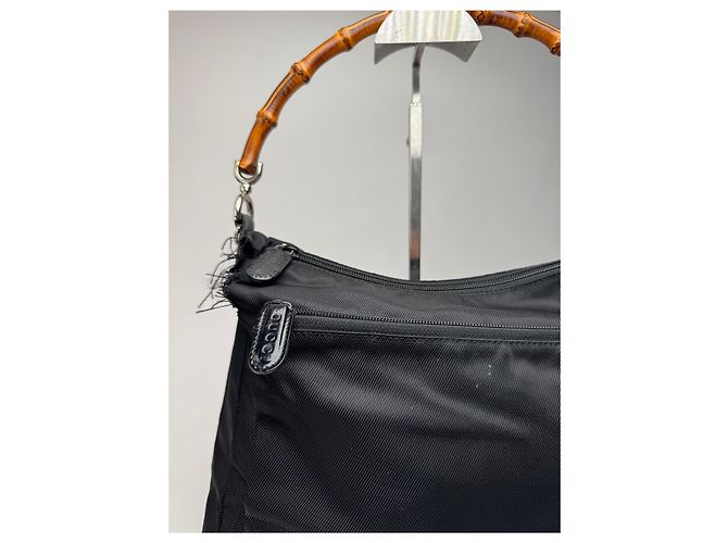 Vintage Gucci Canvas Bamboo Tasche schwarz - Ansicht 8