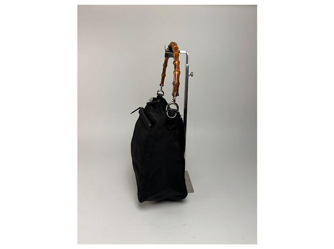 Vintage Gucci Canvas Bamboo Tasche schwarz - Ansicht 9