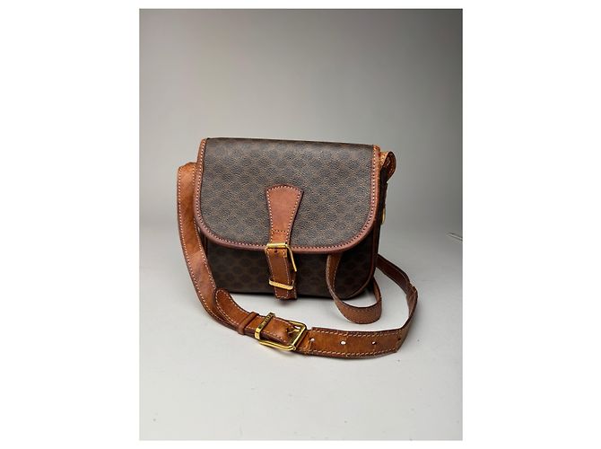 Triomphe Céline Vintage Celine Monogramm Leder Umhängetasche braun - Ansicht 11
