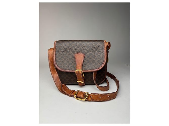 Triomphe Céline Vintage Celine Monogramm Leder Umhängetasche braun - Ansicht 6