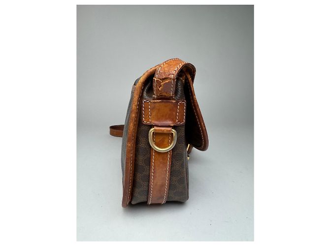 Triomphe Céline Vintage Celine Monogramm Leder Umhängetasche braun - Ansicht 8