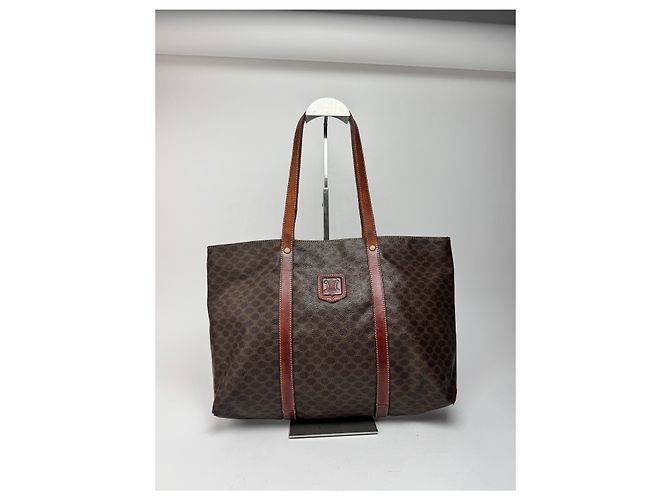 Big Bag Céline Vintage Celine Leder Monogramm große Tasche braun - Ansicht 14