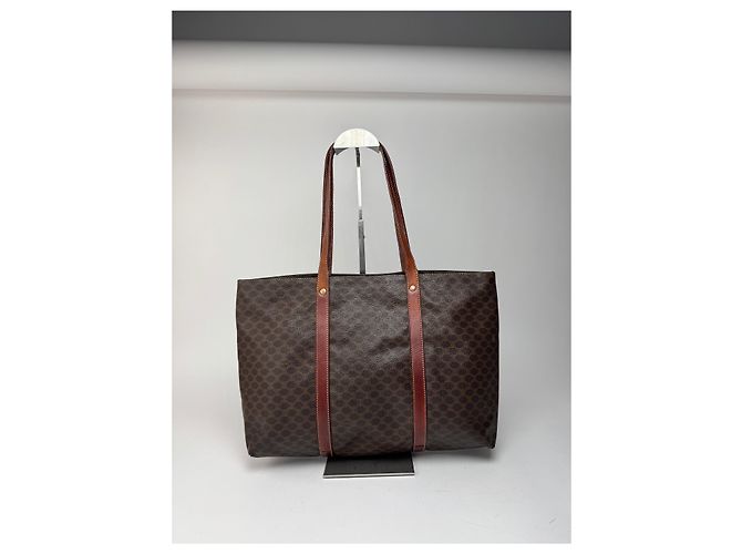 Big Bag Céline Vintage Celine Leder Monogramm große Tasche braun - Ansicht 15