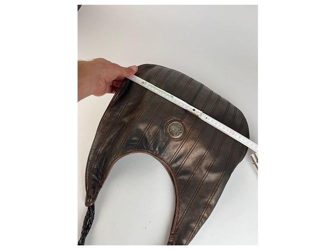 Céline Vintage Celine Leder Tasche bronze braun Metallisch - Ansicht 10