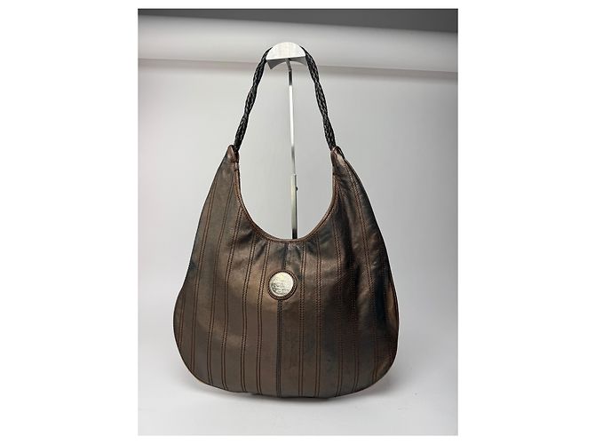 Céline Vintage Celine Leder Tasche bronze braun Metallisch - Ansicht 12
