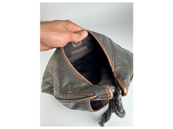 Céline Vintage Celine Leder Tasche bronze braun Metallisch - Ansicht 3