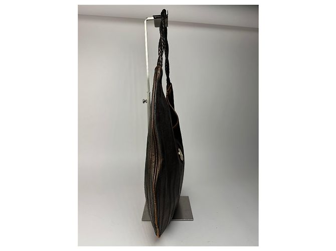 Céline Vintage Celine Leder Tasche bronze braun Metallisch - Ansicht 5
