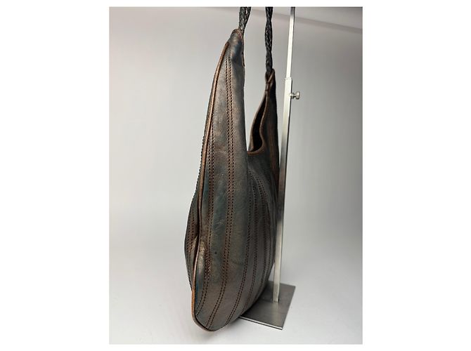 Céline Vintage Celine Leder Tasche bronze braun Metallisch - Ansicht 6