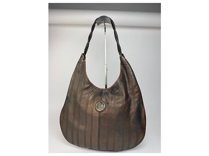Céline Vintage Celine Leder Tasche bronze braun Metallisch - Ansicht 7