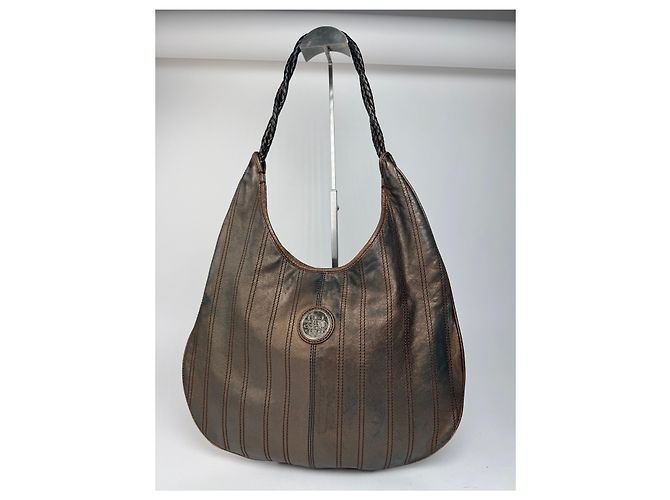 Céline Vintage Celine Leder Tasche bronze braun Metallisch - Ansicht 9