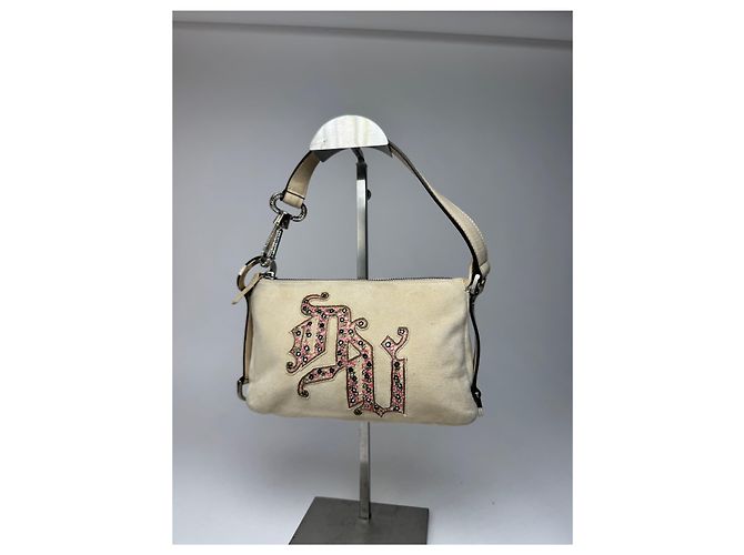 Vintage Versace Wildledertasche beige rosa - Ansicht 14