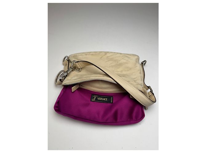 Vintage Versace Wildledertasche beige rosa - Ansicht 3