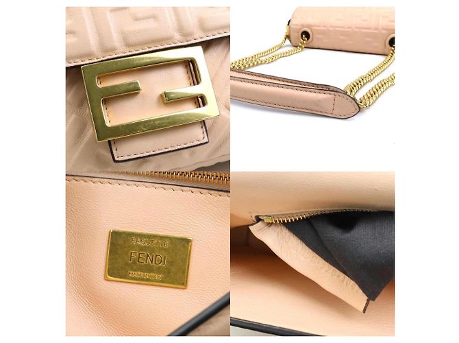 Borsa a spalla Fendi Baguette Chain Beige - vista 5