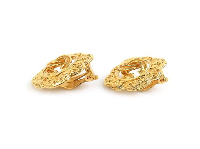 Timeless Orecchini a clip in metallo dorato Chanel Coco Mark D'oro - vista 2