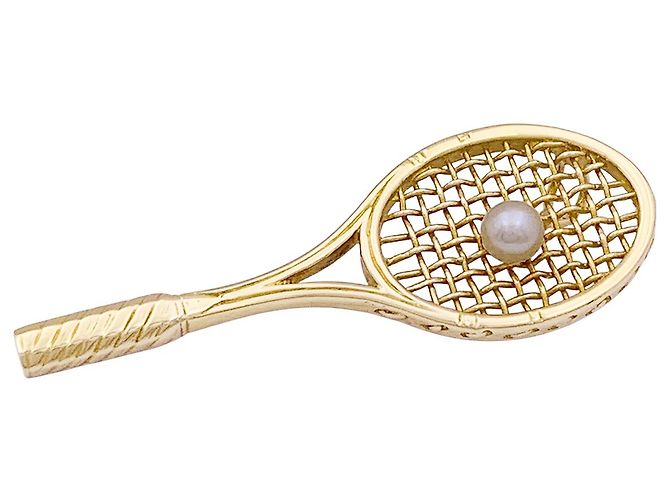 Autre Marque Pendente "Racchetta", oro giallo, perla. - vista 2