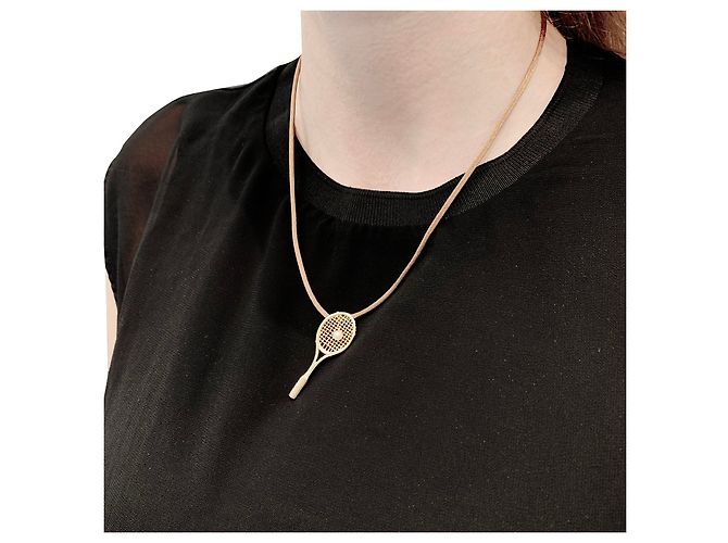 Autre Marque Pendente "Racchetta", oro giallo, perla. - vista 5