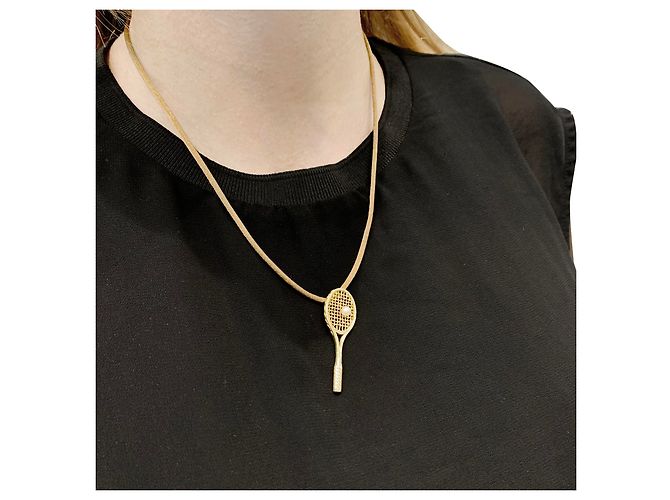 Autre Marque Pendente "Racchetta", oro giallo, perla. - vista 6