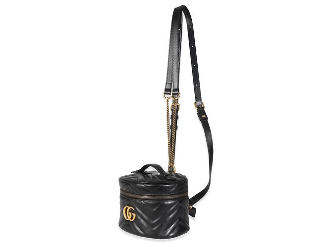 Zaino rotondo Mini GG Marmont in pelle di vitello nera Gucci - vista 3