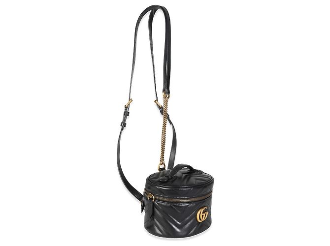 Zaino rotondo Mini GG Marmont in pelle di vitello nera Gucci - vista 4